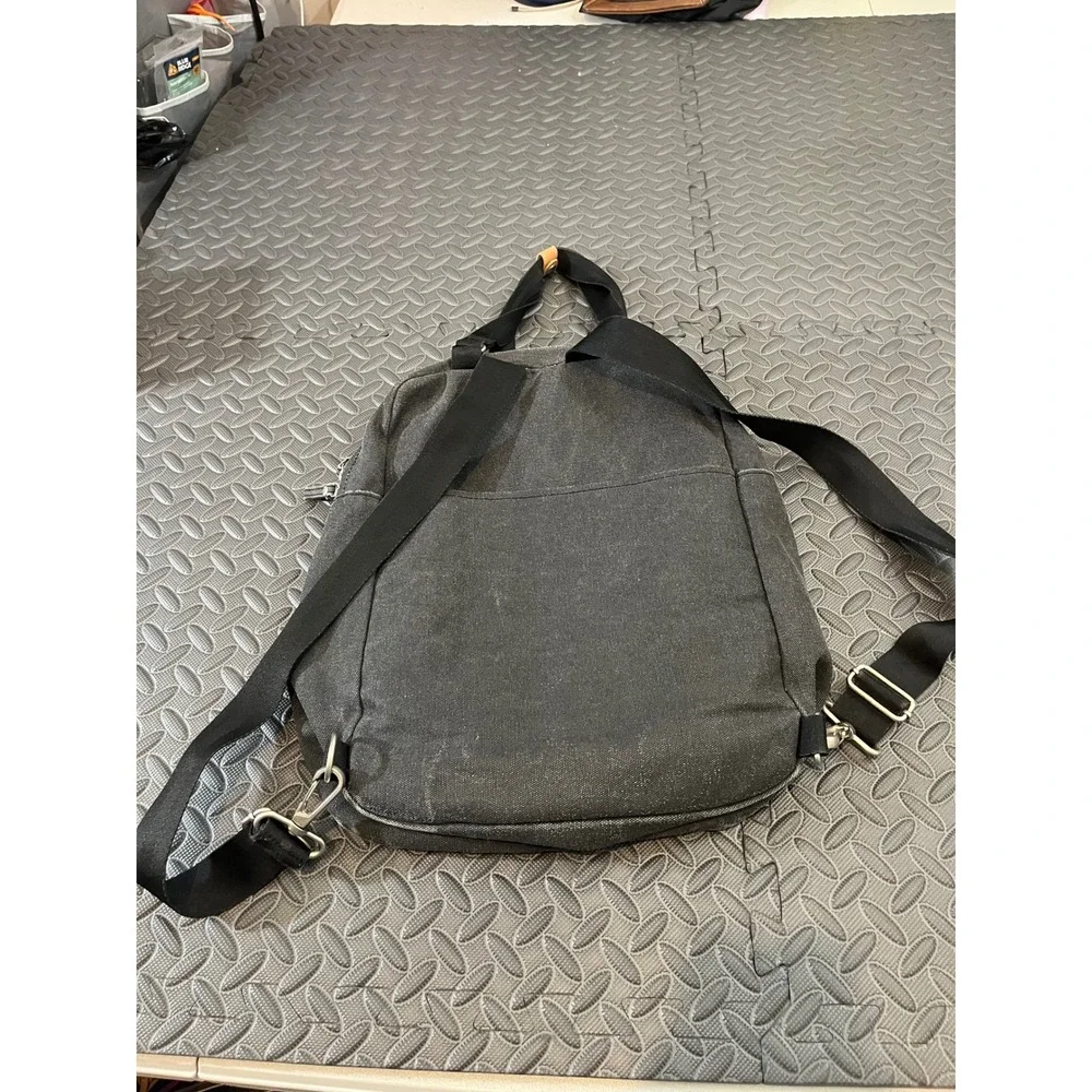 QWSTION Backpack Unisex O/S Black Canvas Convertible Tote Bag Zurich Design